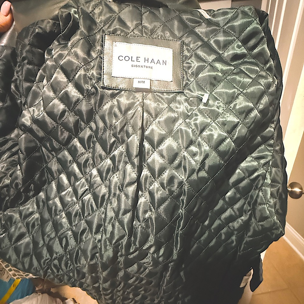 Green Faux Leather Jacket - Cole Haan - NWOT - Picture 7 of 7